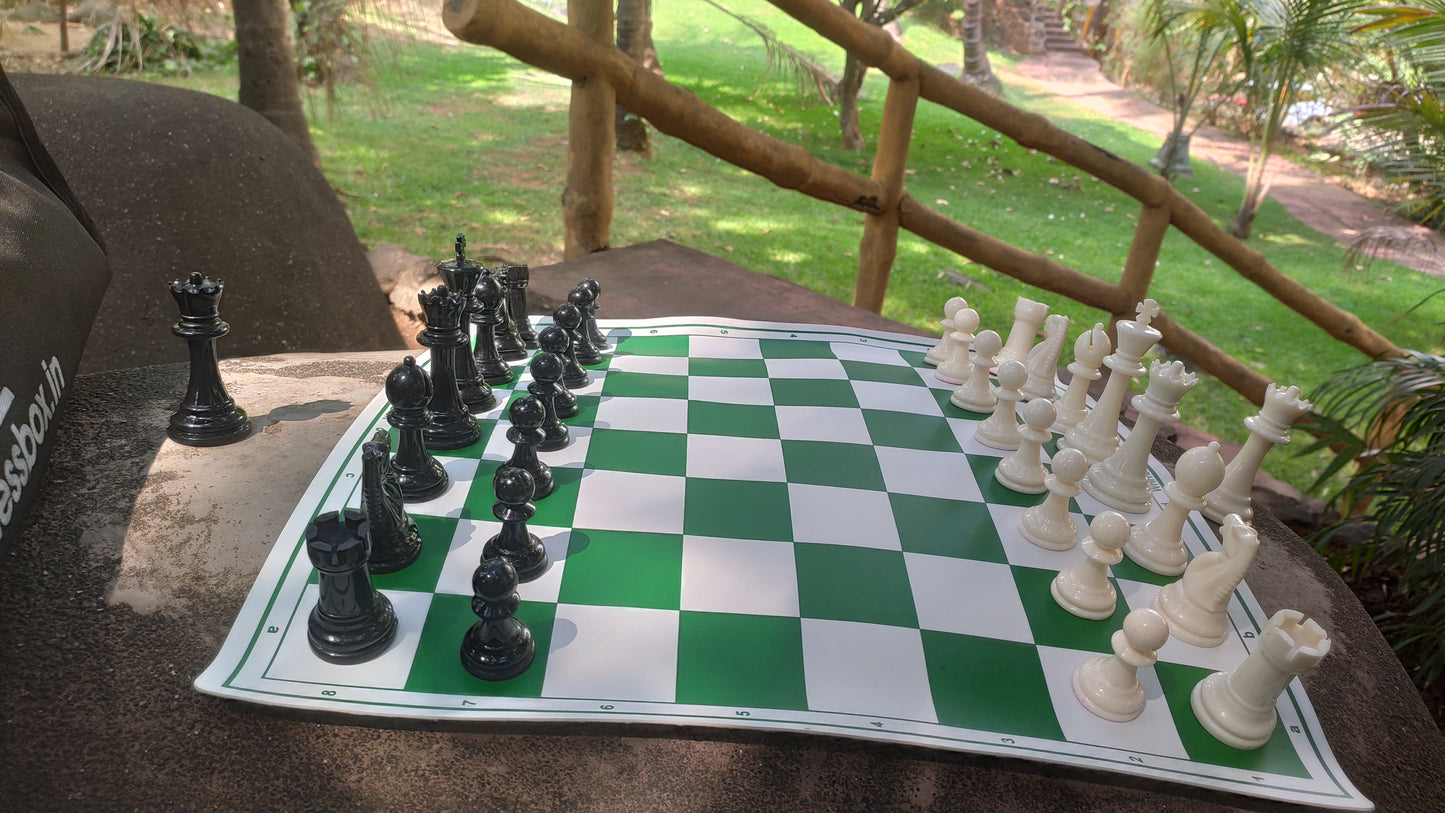 chessbox 18 Inch flexible chess mat with 2 extra queens and durable bag 43 cm Chess Board  (Green)